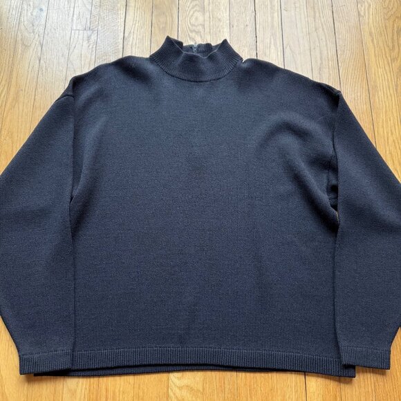 St. John Basics by Marie Gray Size L Black Knit Long Sleeve Mock Neck Sweater - Picture 2 of 12
